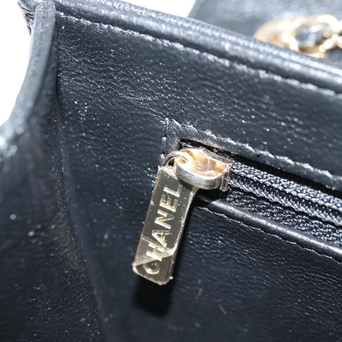 CHANEL Matelasse Chain Shoulder Bag Lamb Skin Black Gold CC Auth 127542SAM