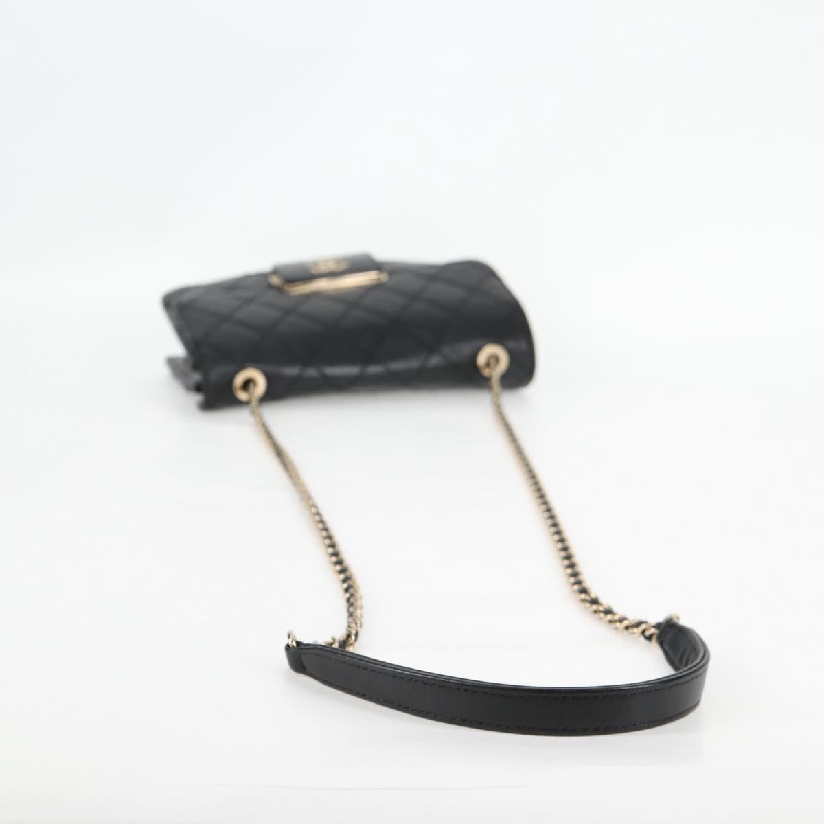 CHANEL Matelasse Chain Shoulder Bag Lamb Skin Black Gold CC Auth 127542SAM