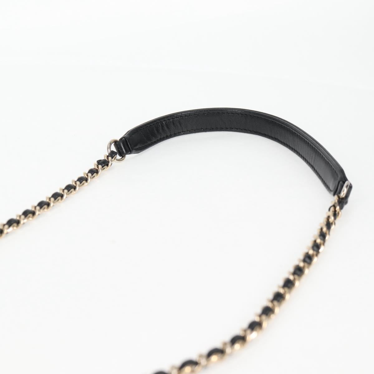 CHANEL Matelasse Chain Shoulder Bag Lamb Skin Black Gold CC Auth 127542M