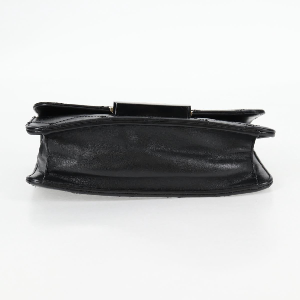 CHANEL Matelasse Chain Shoulder Bag Lamb Skin Black Gold CC Auth 127542SAM