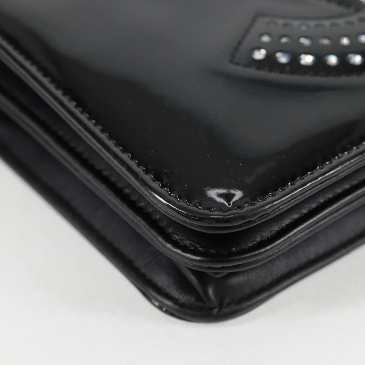 CHANEL Chain Shoulder Bag Enamel Black CC Auth 127546M
