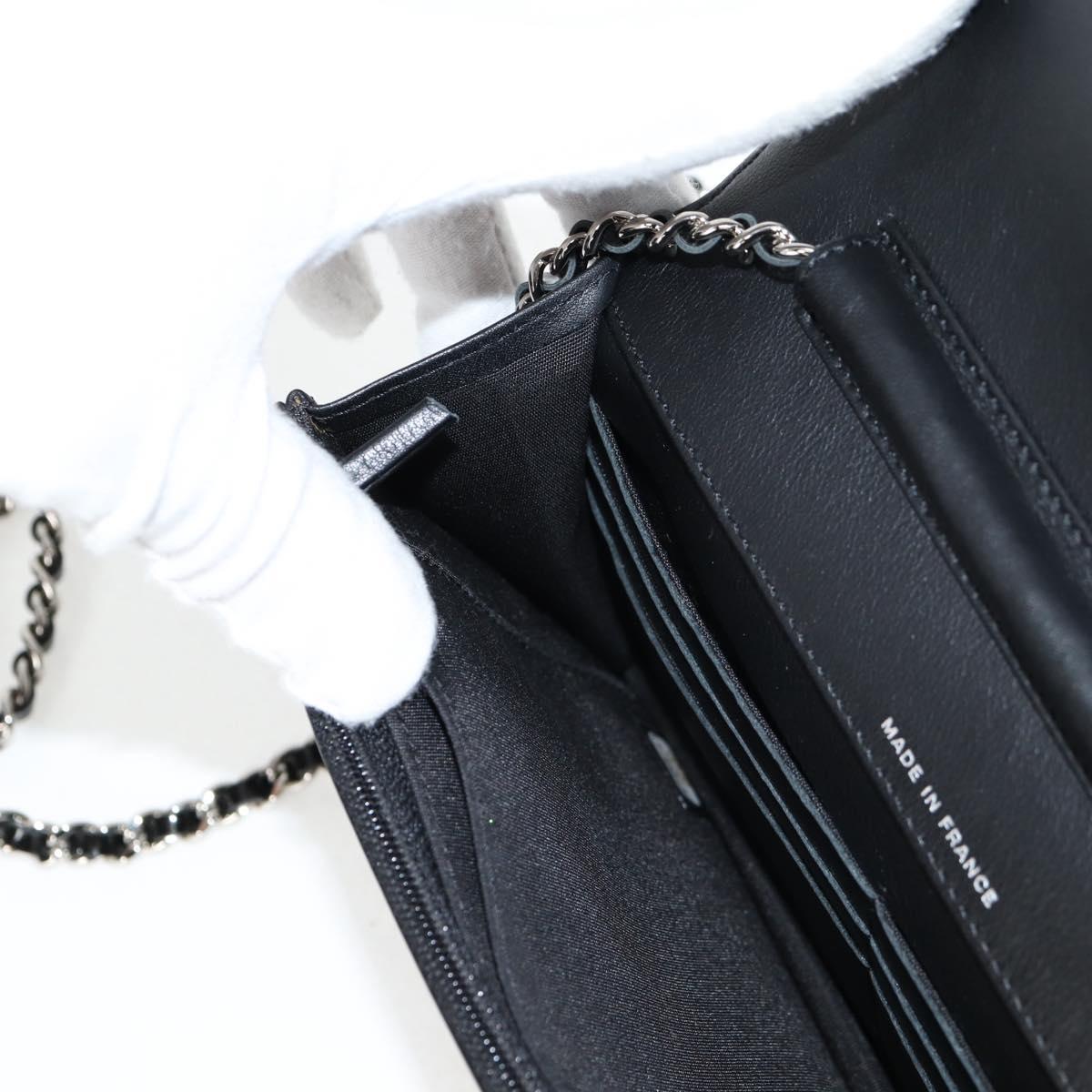 CHANEL Chain Shoulder Bag Enamel Black CC Auth 127546M