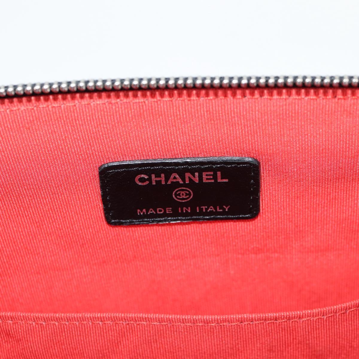 CHANEL Clutch Bag tweed Black Silver CC Auth 127554SAM