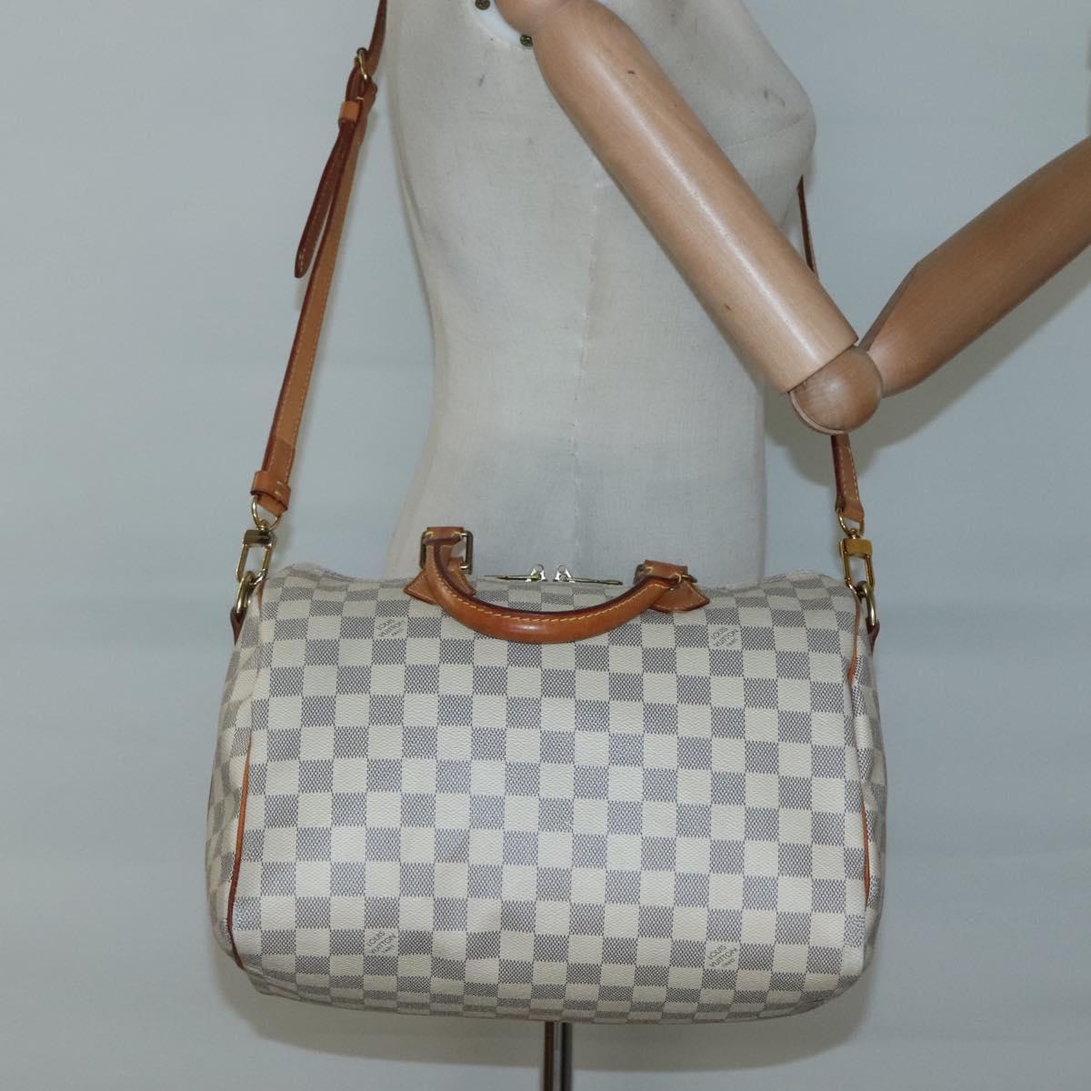 LOUIS VUITTON Damier Azur Speedy Bandouliere 30 Bag 2way N41052 LV Auth 127557