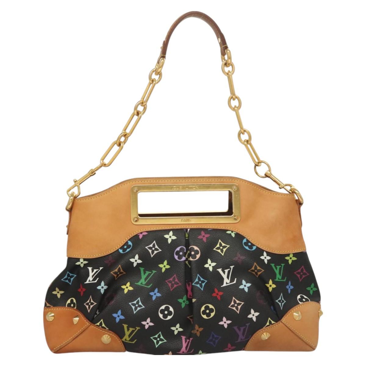 LOUIS VUITTON Monogram Multicolor Judy MM Bag 2Way Black M40256 LV Auth 127563V