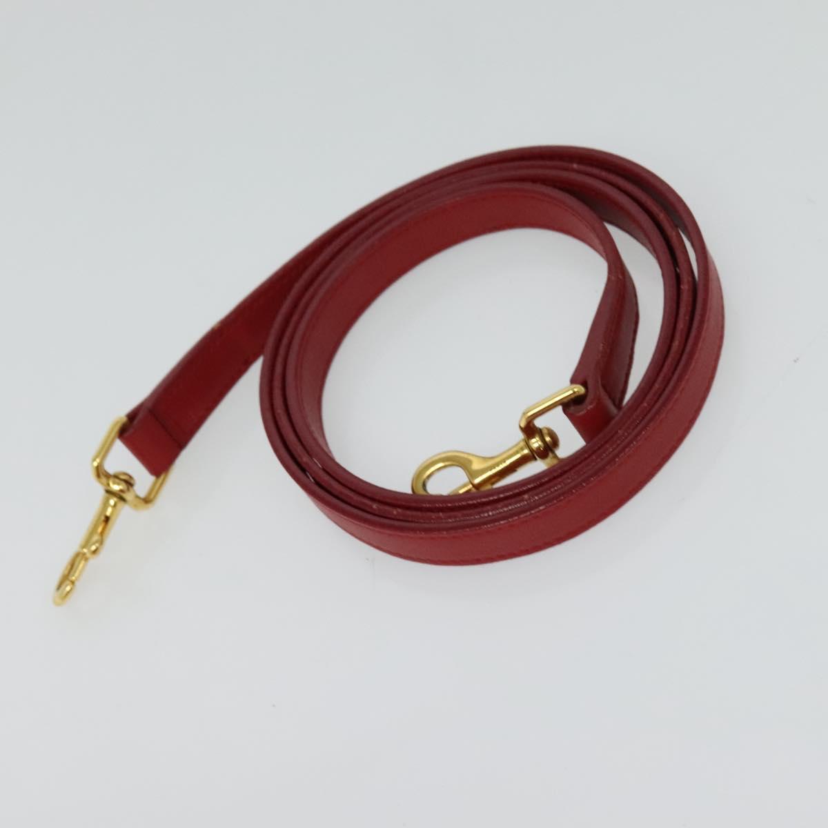 SAINT LAURENT Hand Bag Leather 2way Red Gold Auth 127565