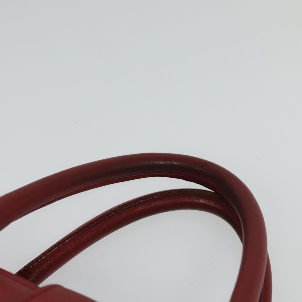 SAINT LAURENT Hand Bag Leather 2way Red Gold Auth 127565
