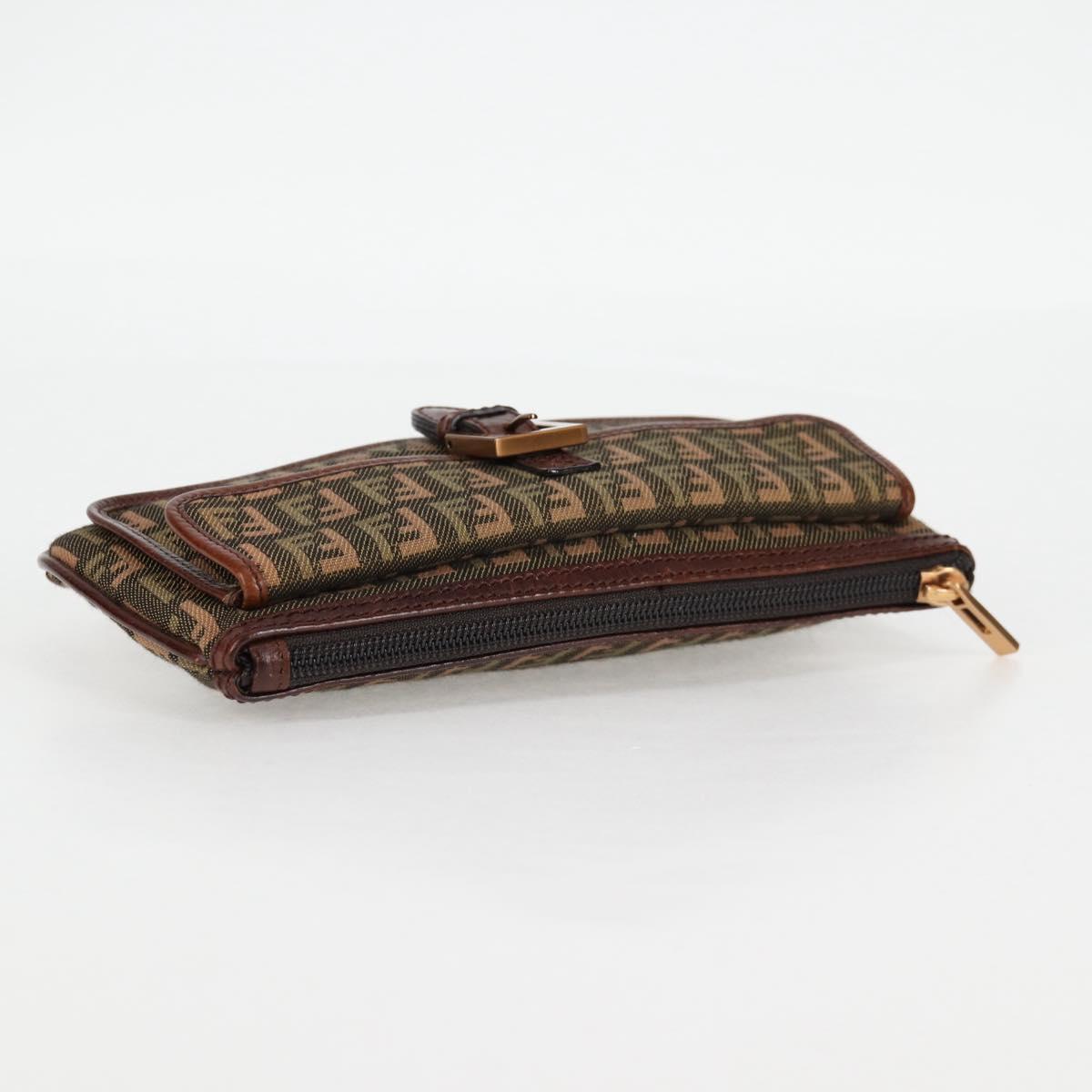 FENDI Zucchino Canvas Pouch Khaki Auth 127566V