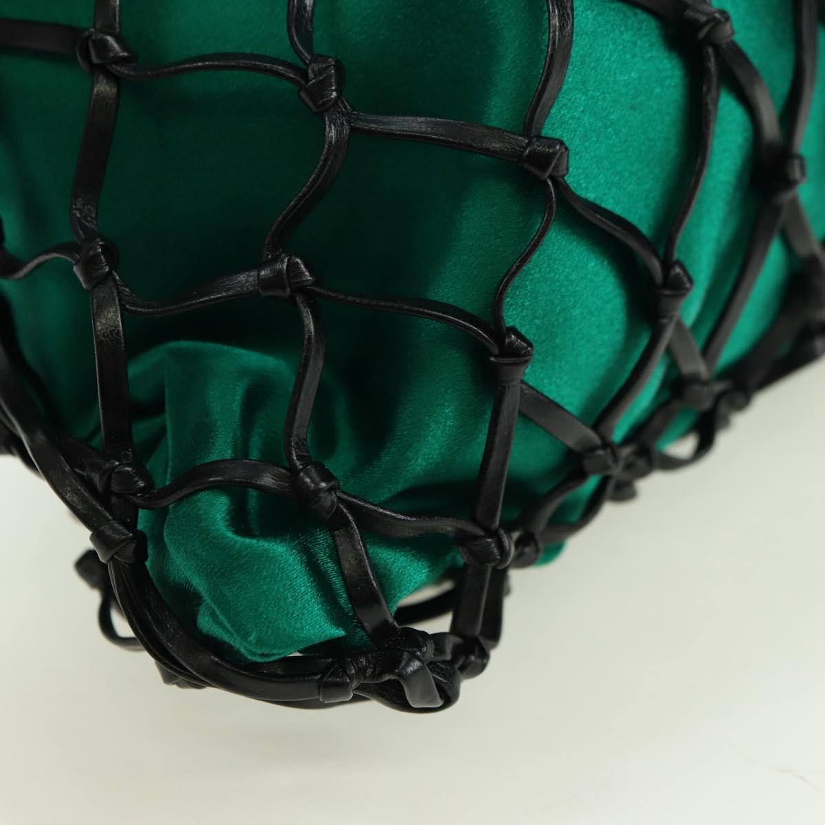 PRADA Chain Shoulder Bag Satin Green Auth 127567M