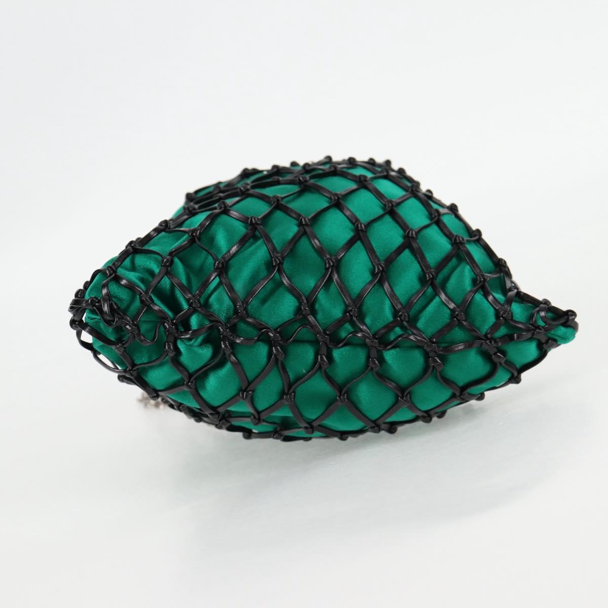 PRADA Chain Shoulder Bag Satin Green Auth 127567M