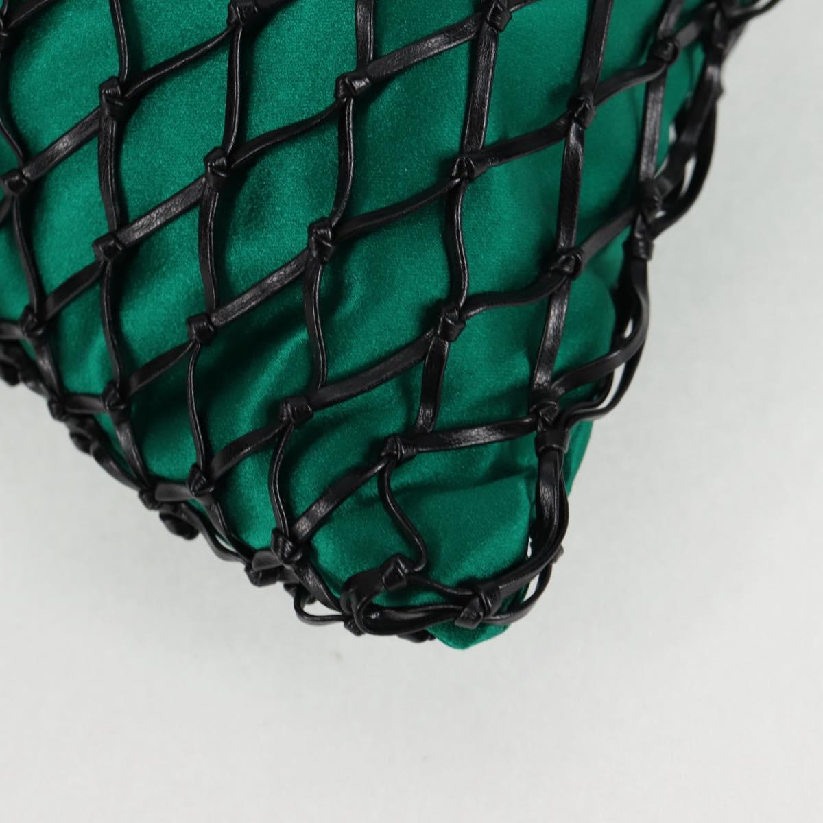 PRADA Chain Shoulder Bag Satin Green Auth 127567M