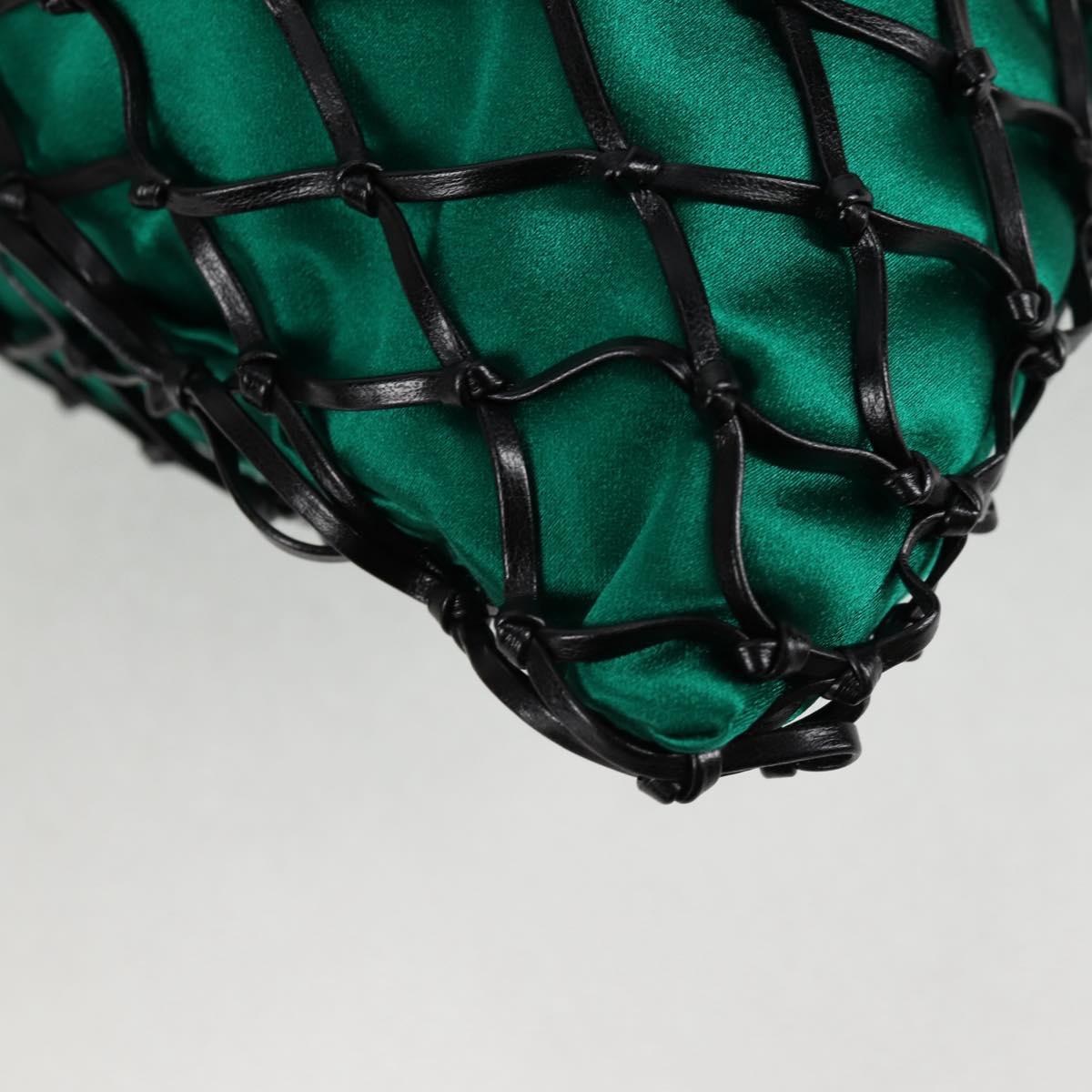 PRADA Chain Shoulder Bag Satin Green Auth 127567M