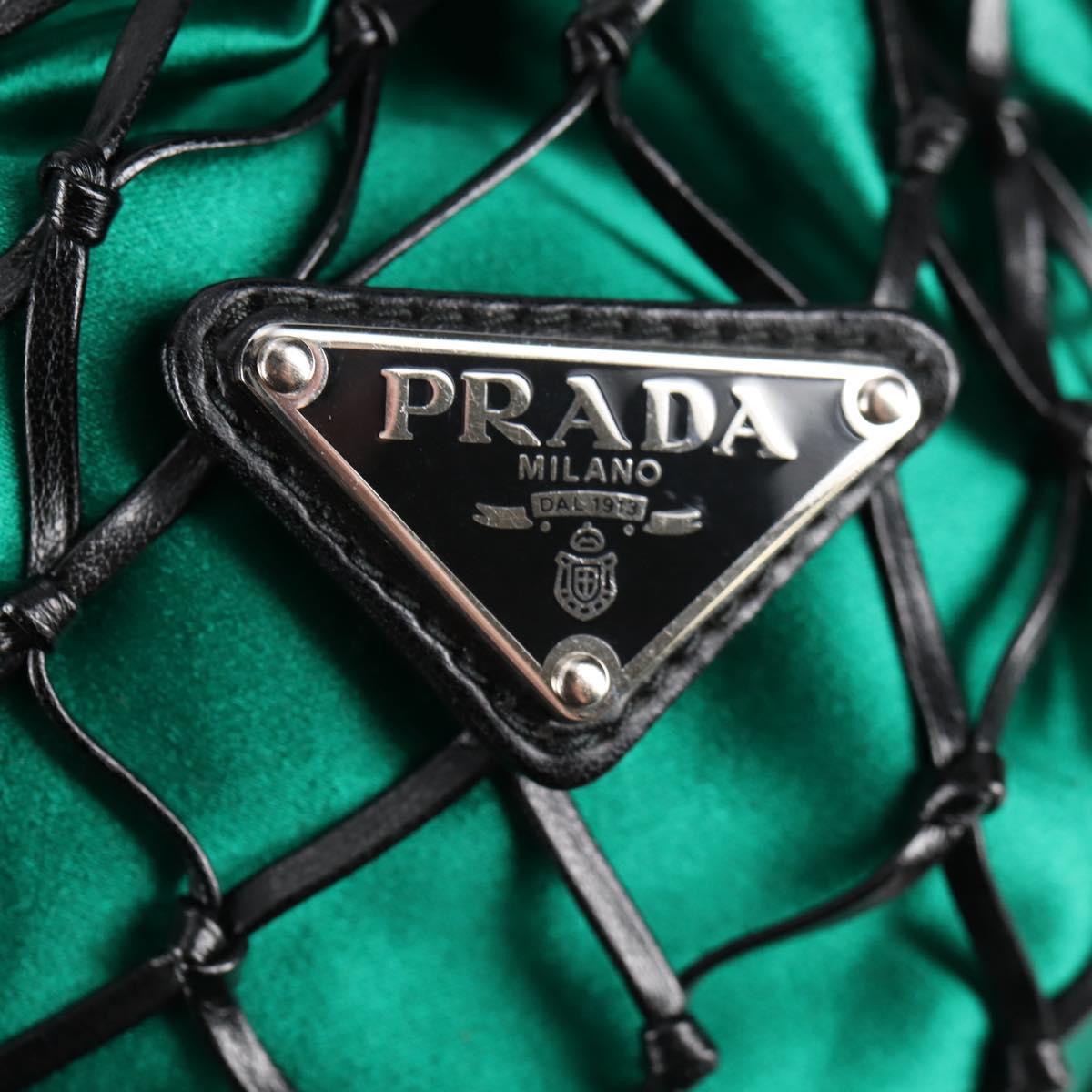 PRADA Chain Shoulder Bag Satin Green Auth 127567M