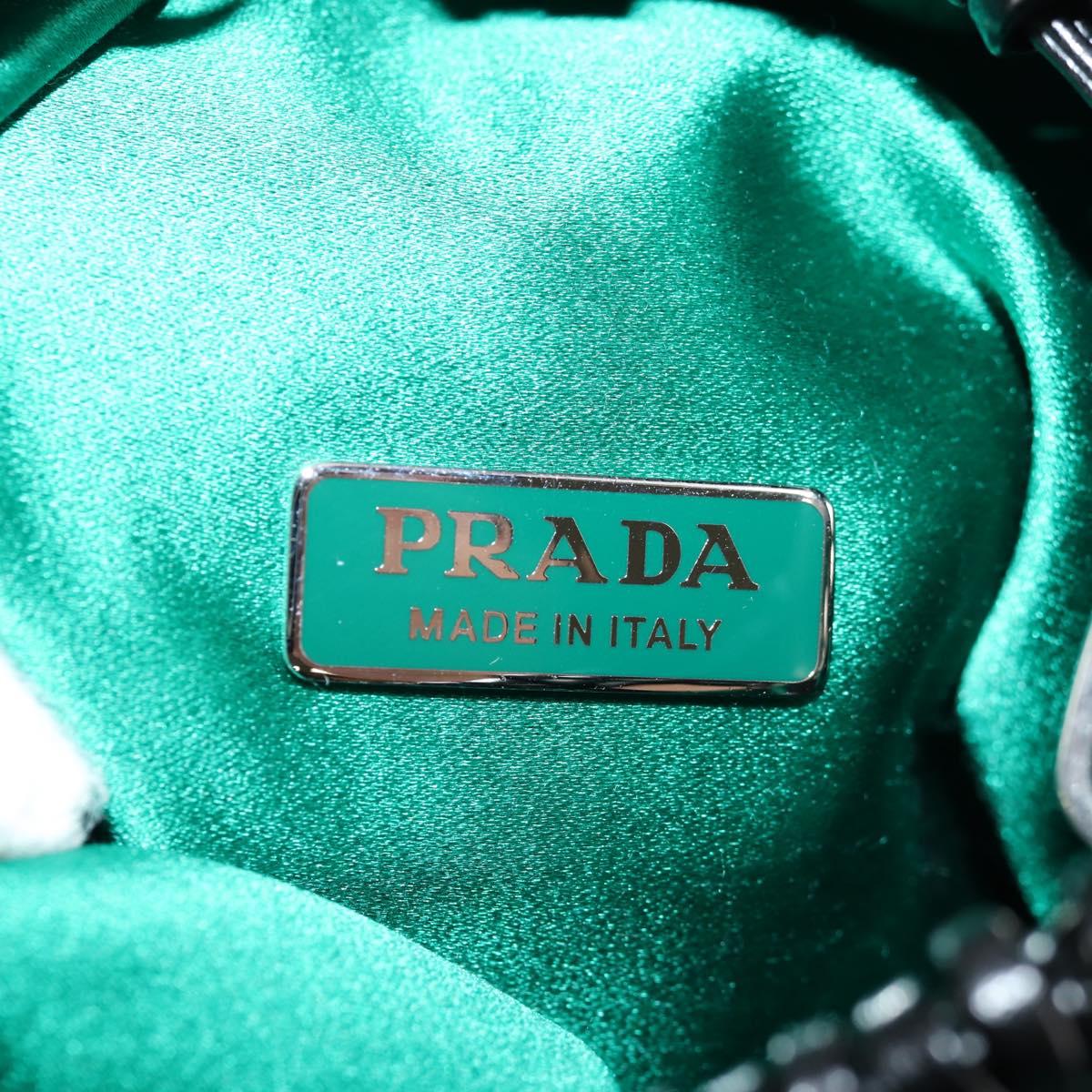 PRADA Chain Shoulder Bag Satin Green Auth 127567M
