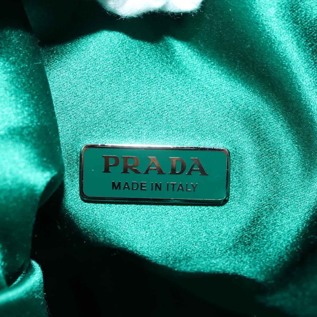 PRADA Chain Shoulder Bag Satin Green Auth 127567M