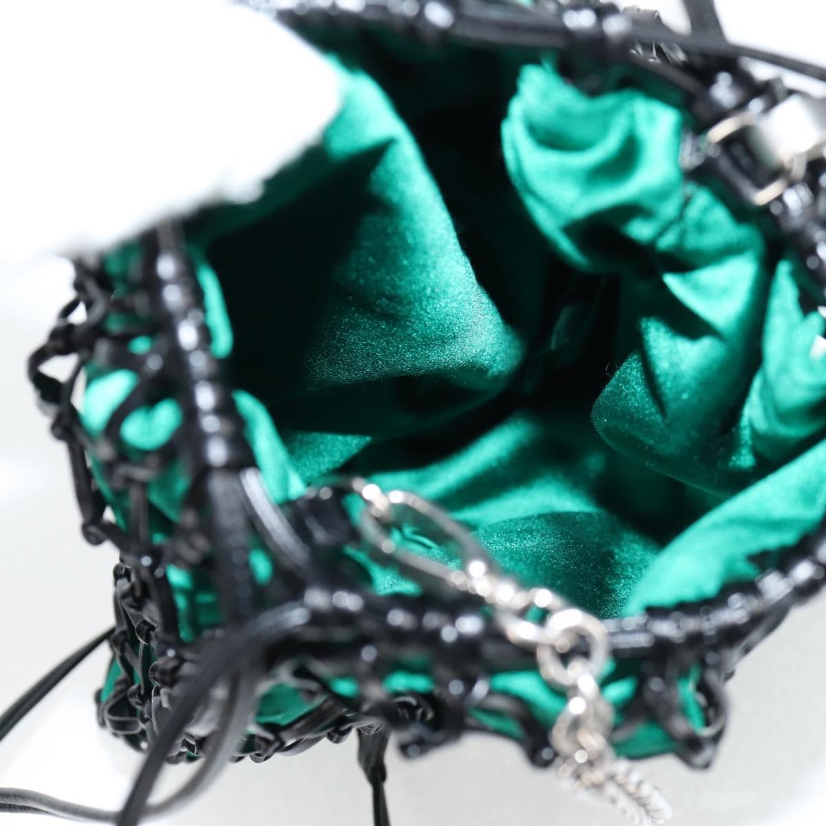 PRADA Chain Shoulder Bag Satin Green Auth 127567M