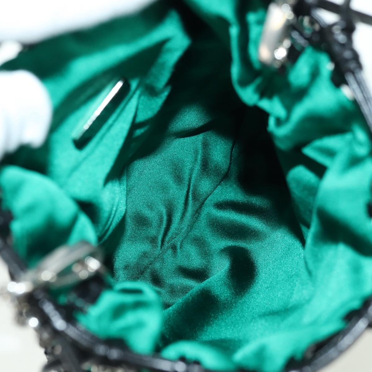 PRADA Chain Shoulder Bag Satin Green Auth 127567M