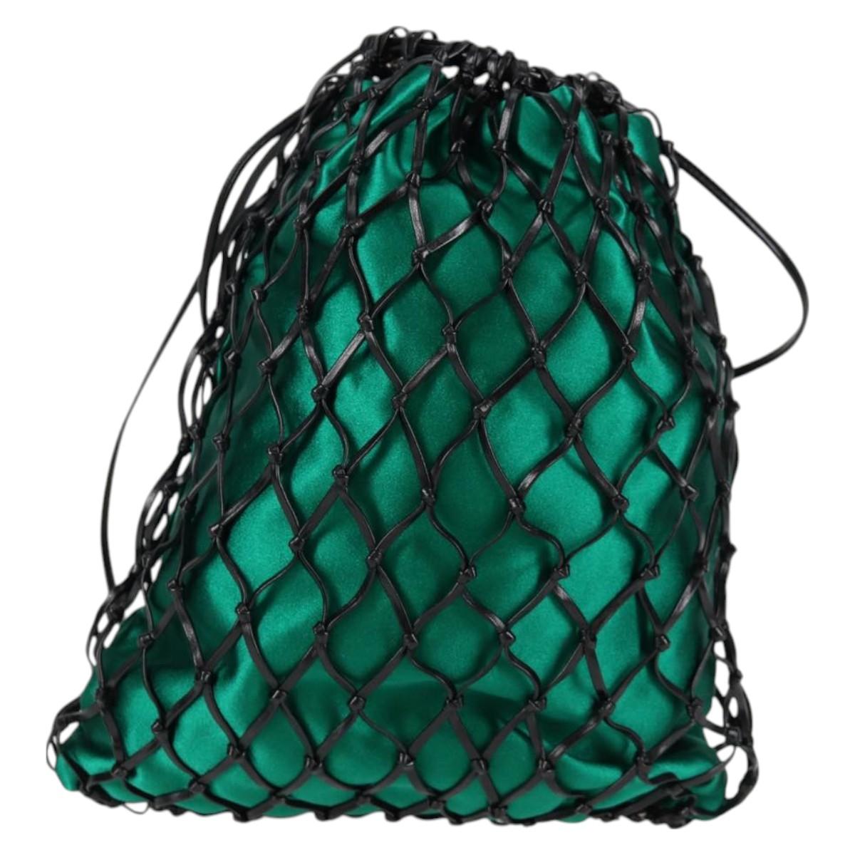 PRADA Chain Shoulder Bag Satin Green Auth 127567M