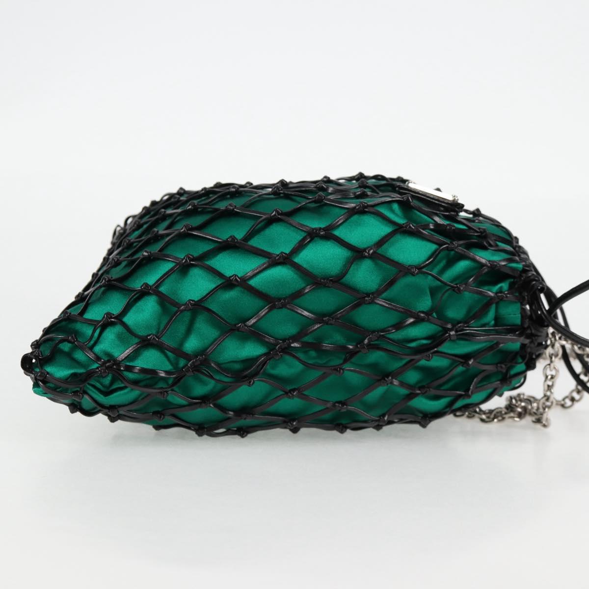 PRADA Chain Shoulder Bag Satin Green Auth 127567M
