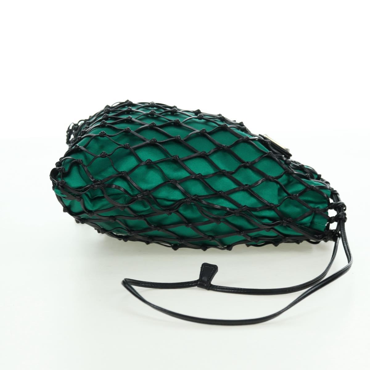 PRADA Chain Shoulder Bag Satin Green Auth 127567M