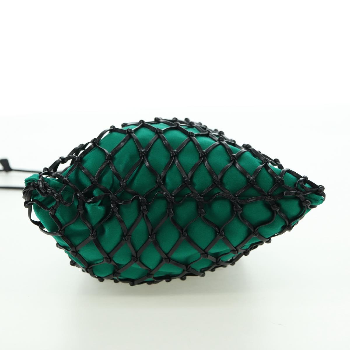 PRADA Chain Shoulder Bag Satin Green Auth 127567M