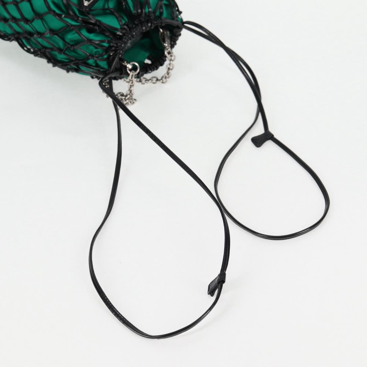 PRADA Chain Shoulder Bag Satin Green Auth 127567M