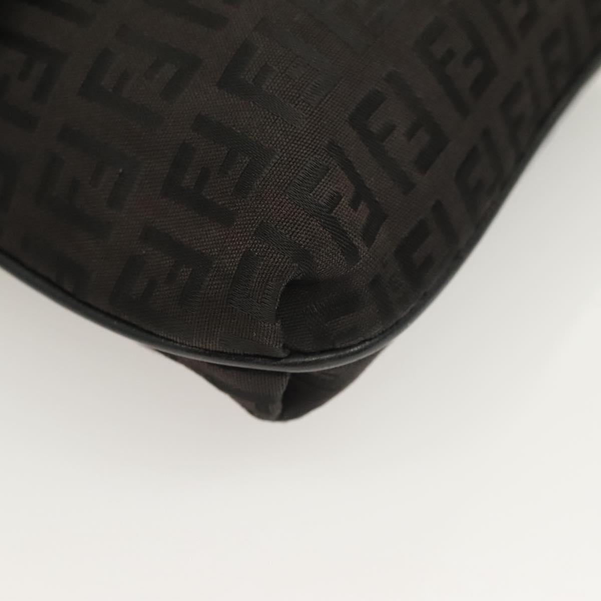 FENDI Zucchino Canvas Shoulder Bag Black Auth 127596