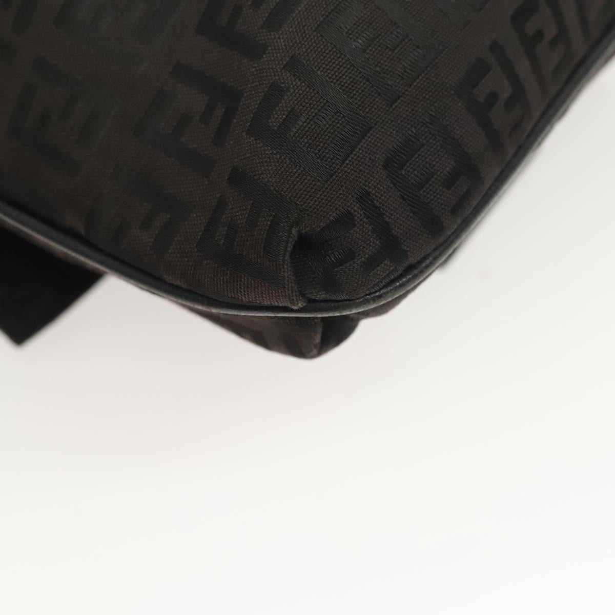 FENDI Zucchino Canvas Shoulder Bag Black Auth 127596