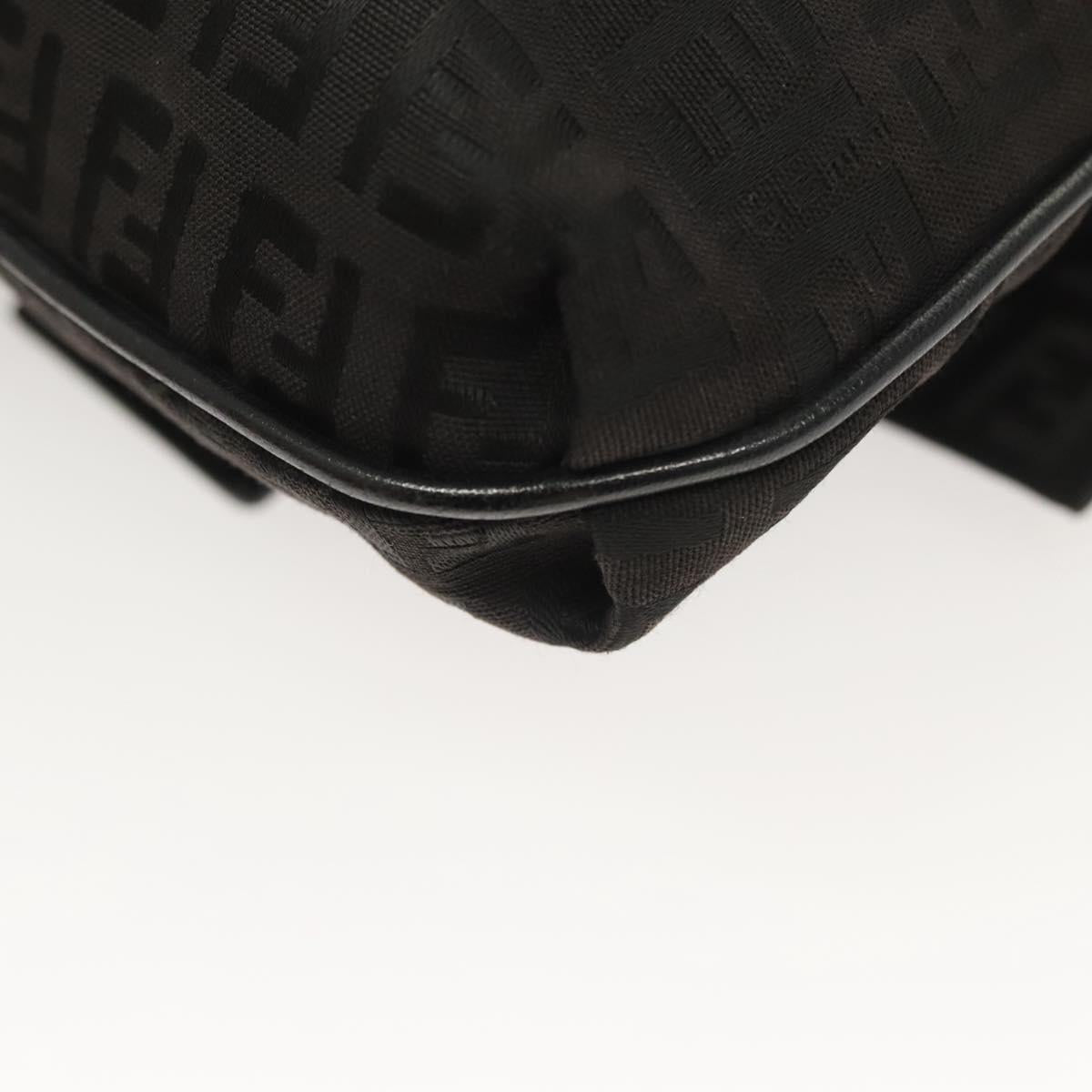 FENDI Zucchino Canvas Shoulder Bag Black Auth 127596