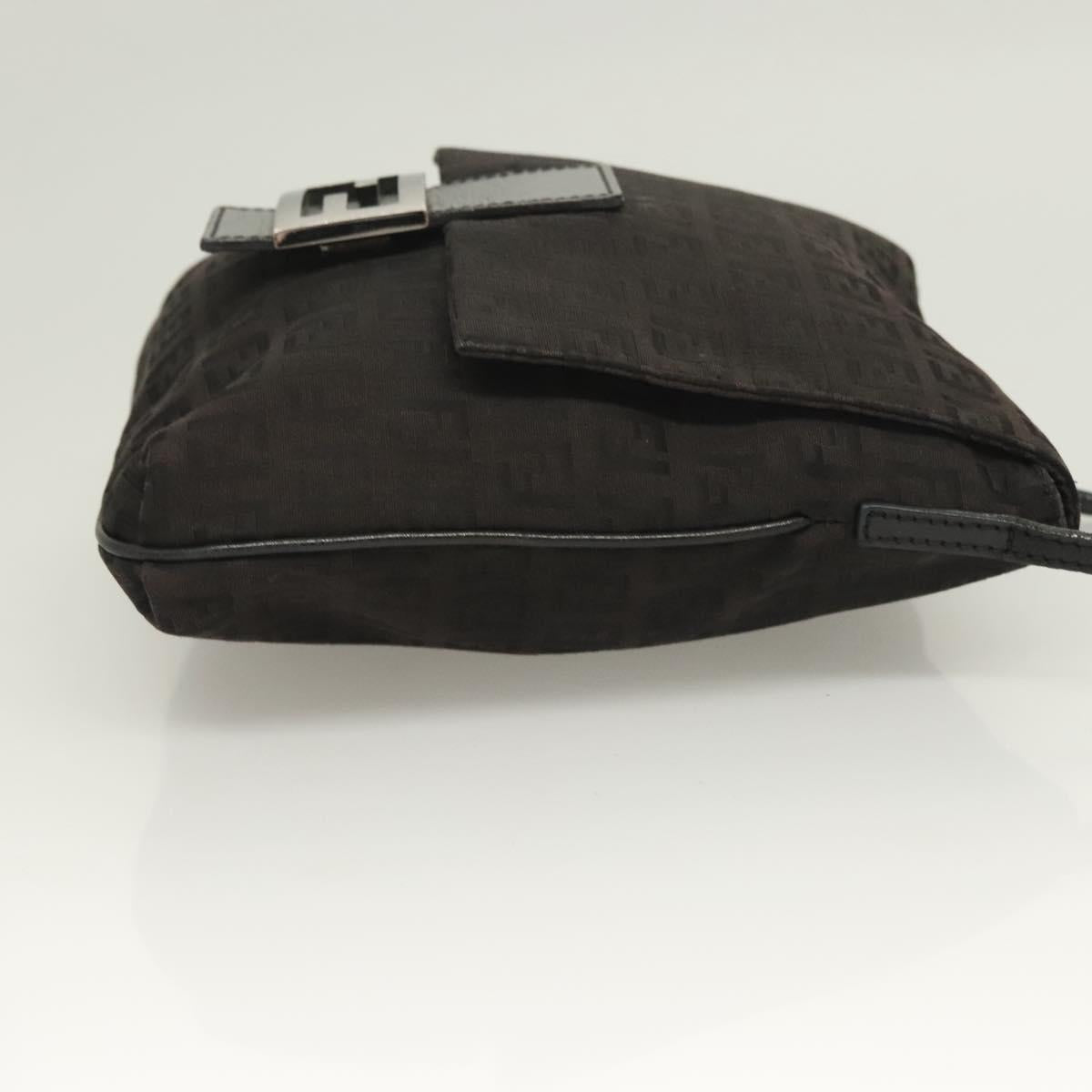 FENDI Zucchino Canvas Shoulder Bag Black Auth 127596