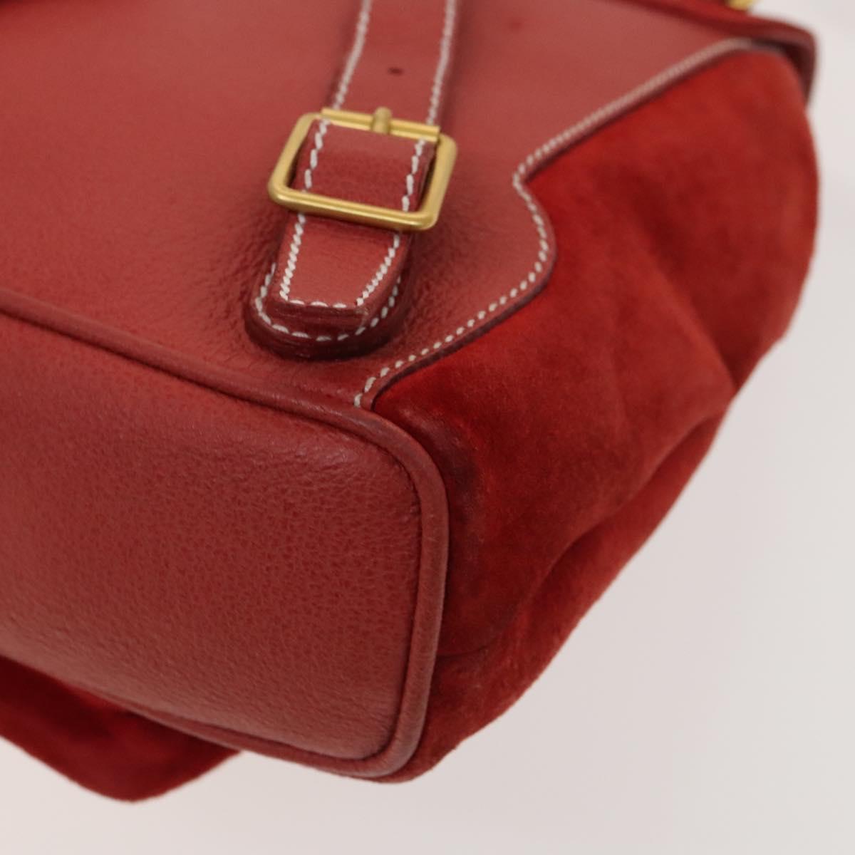 GUCCI Bamboo Backpack Suede Red Gold 003 1998 0030 Auth 127597