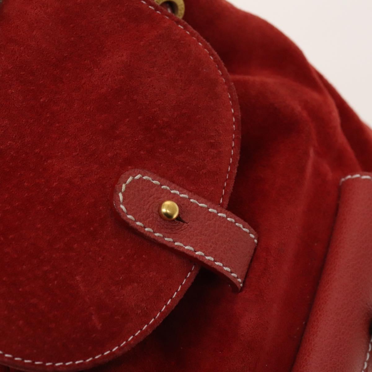 GUCCI Bamboo Backpack Suede Red Gold 003 1998 0030 Auth 127597