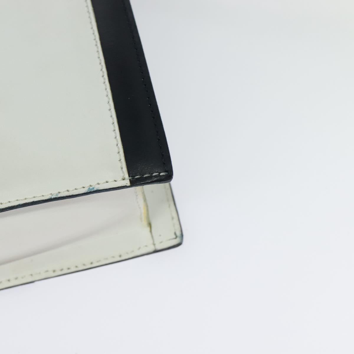 CELINE Shoulder Bag Leather White Navy gold Auth 127598