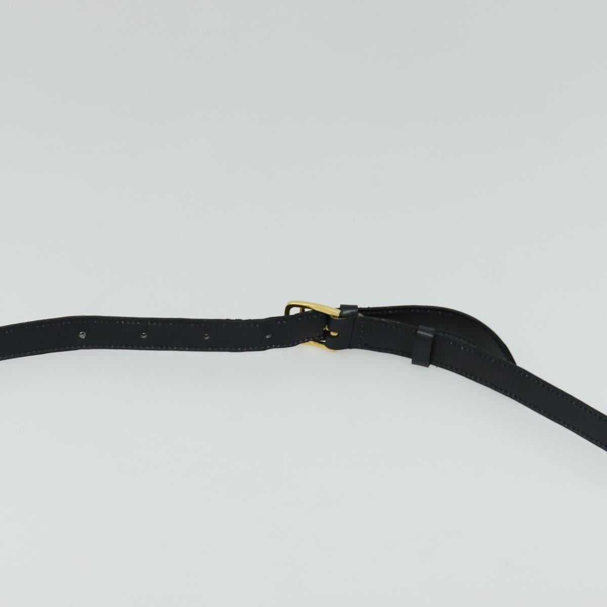 CELINE Shoulder Bag Leather White Navy gold Auth 127598