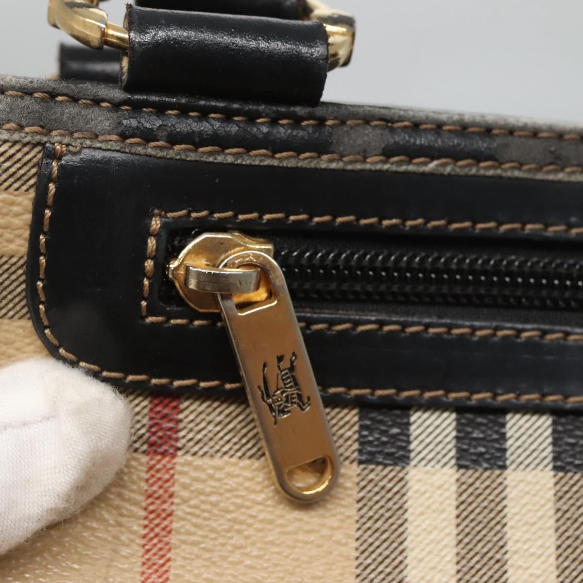Burberrys Nova Check Shoulder Bag PVC Beige Gold Auth 127599