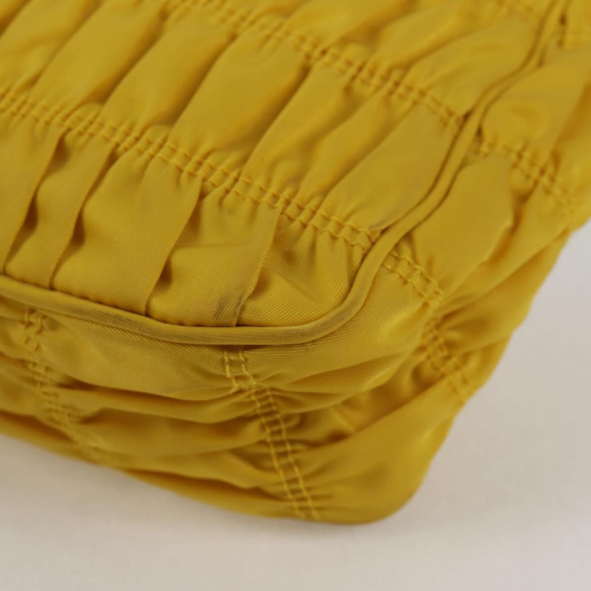 PRADA Accessory Pouch Nylon Yellow Silver Auth 127600V
