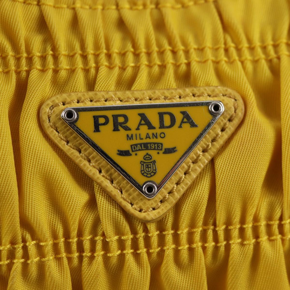 PRADA Accessory Pouch Nylon Yellow Silver Auth 127600V