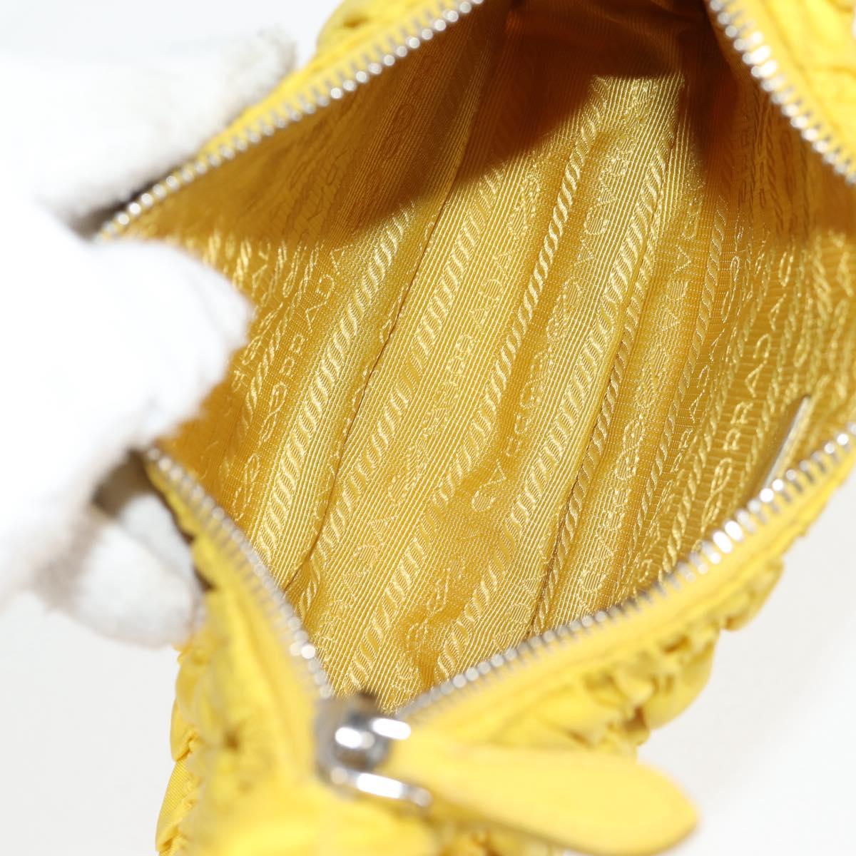 PRADA Accessory Pouch Nylon Yellow Silver Auth 127600V