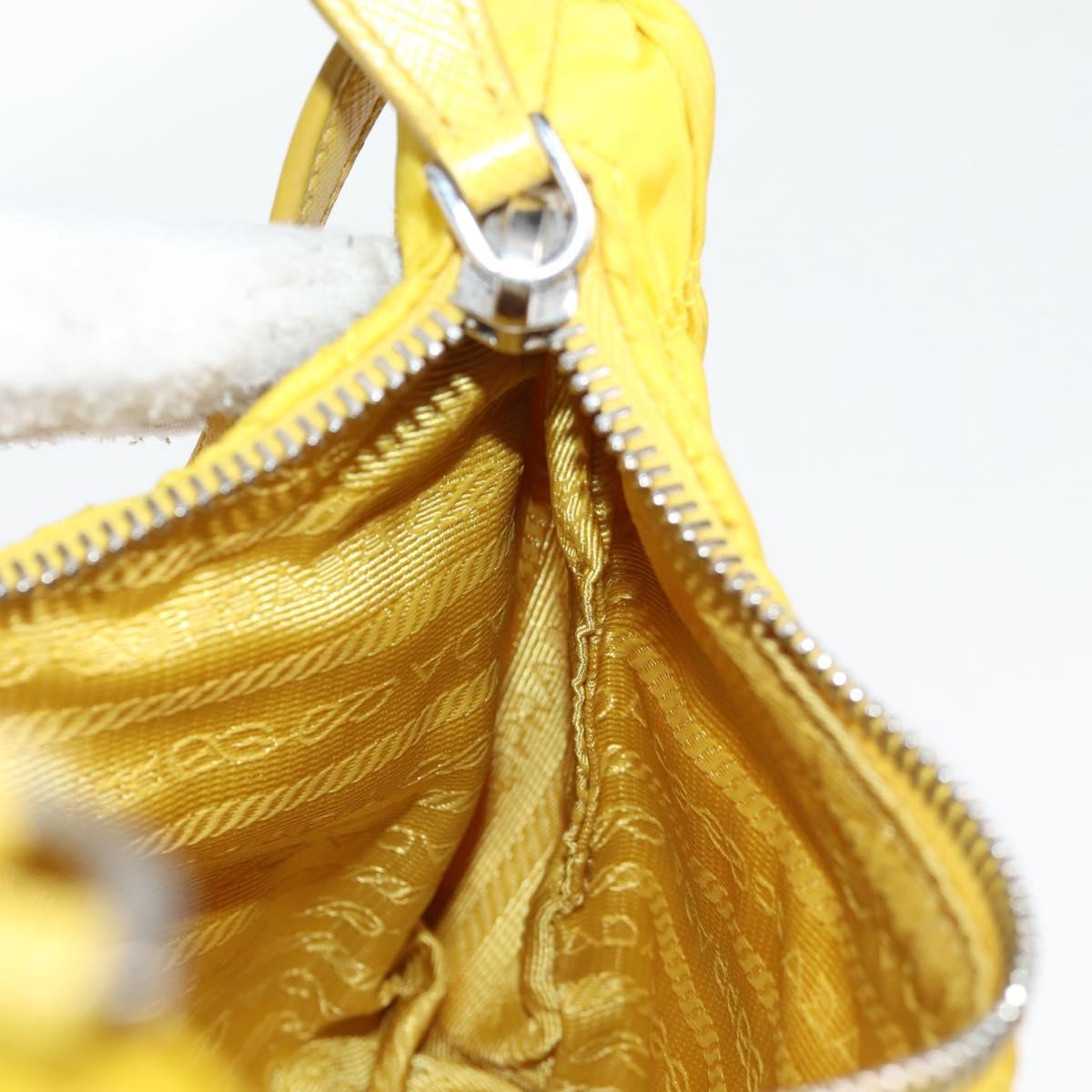 PRADA Accessory Pouch Nylon Yellow Silver Auth 127600V