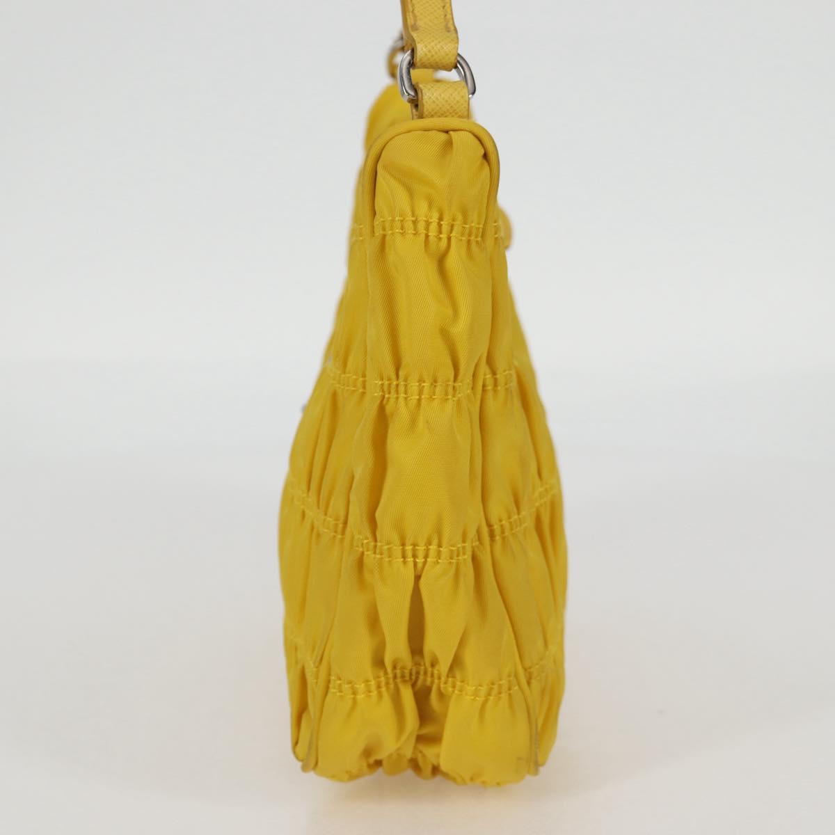 PRADA Accessory Pouch Nylon Yellow Silver Auth 127600V