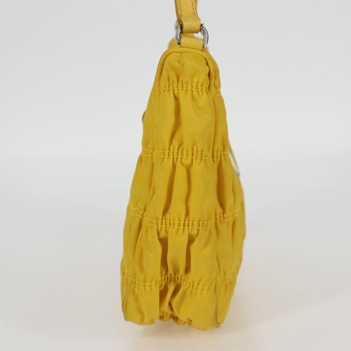 PRADA Accessory Pouch Nylon Yellow Silver Auth 127600V