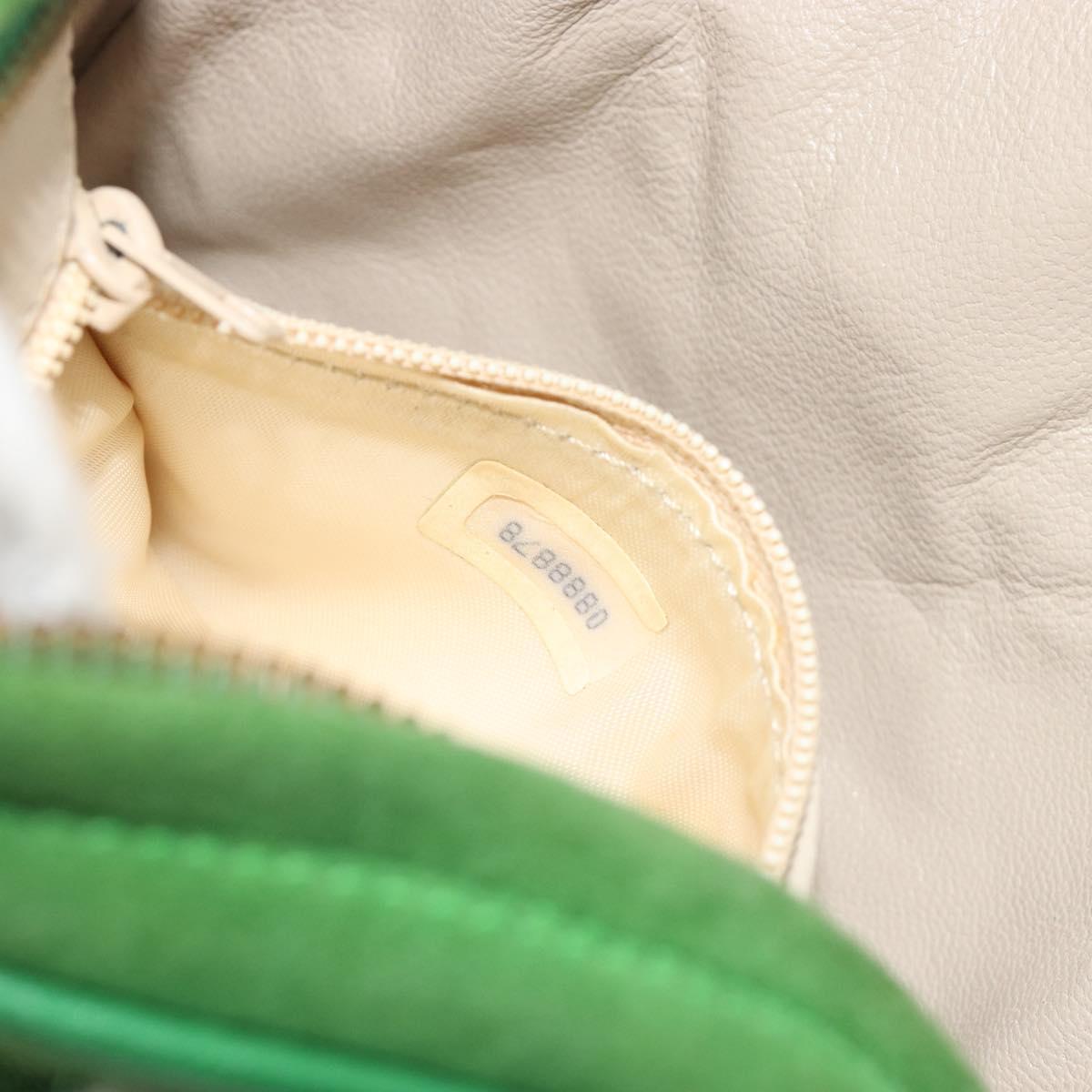 CHANEL Matelasse Chain Hand Bag Suede 2way Green Gold CC Auth 127613