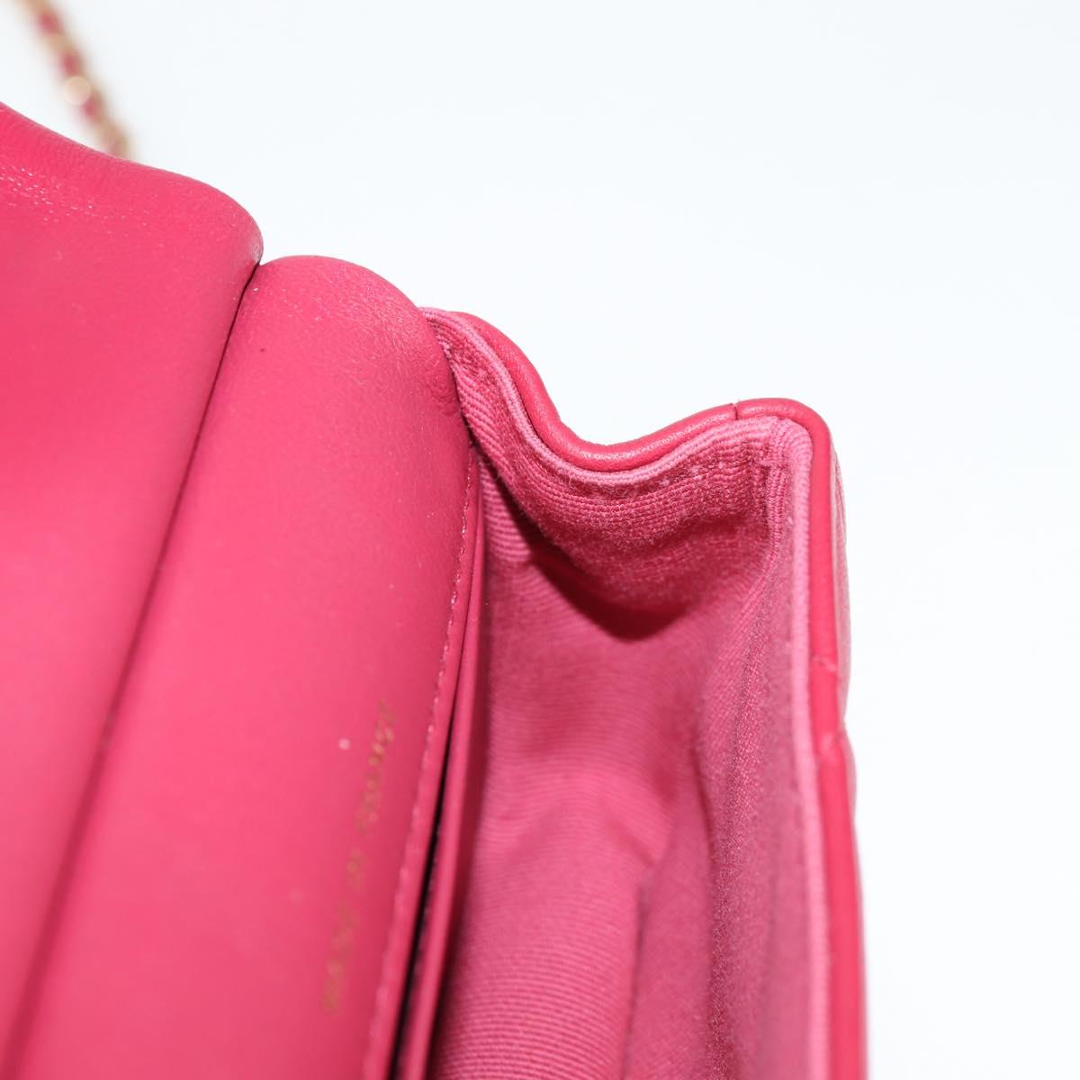 CHANEL Matelasse Chain Shoulder Bag Lamb Skin Pink Gold CC Auth 127614SM