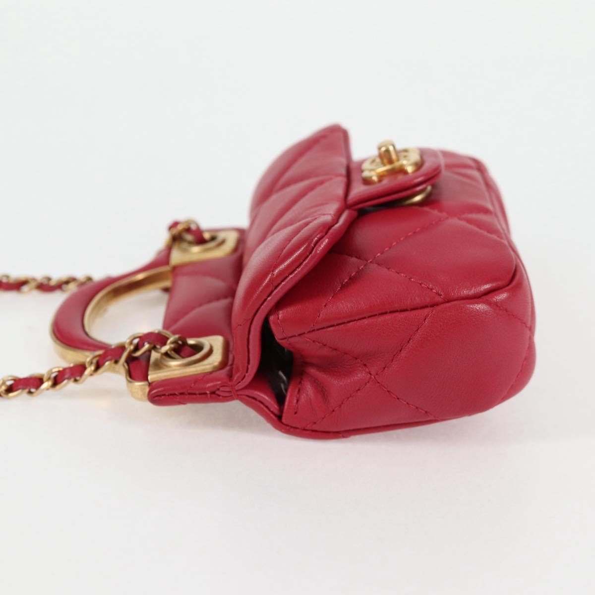 CHANEL Matelasse Chain Shoulder Bag Lamb Skin Pink Gold CC Auth 127614SM