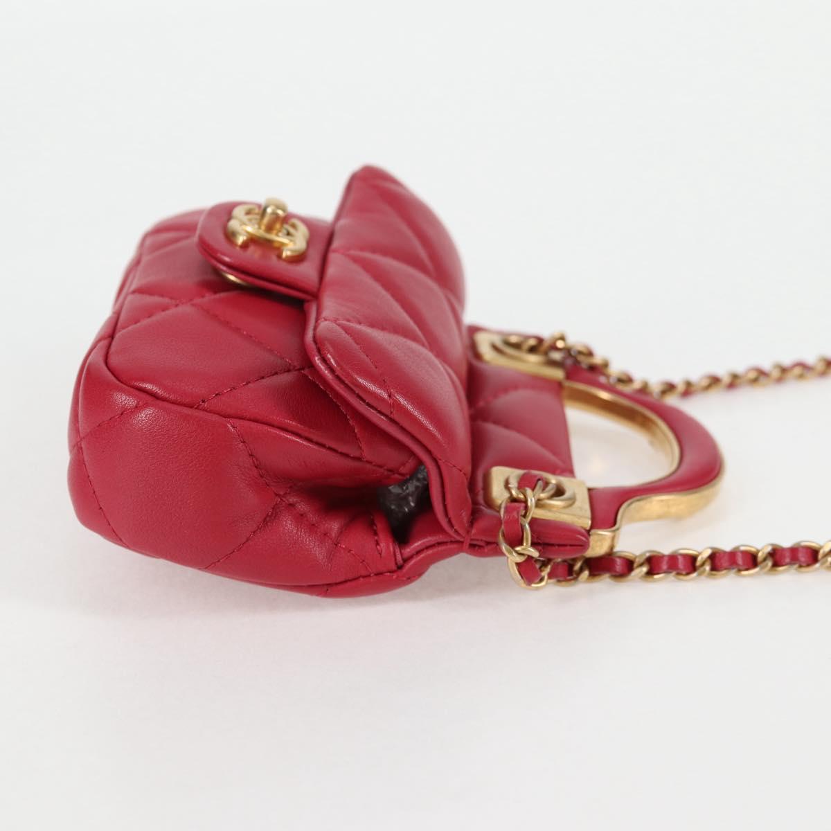 CHANEL Matelasse Chain Shoulder Bag Lamb Skin Pink Gold CC Auth 127614SM