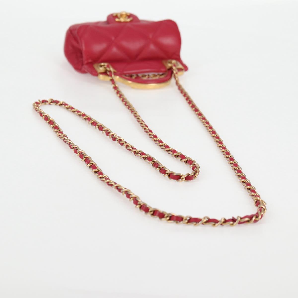 CHANEL Matelasse Chain Shoulder Bag Lamb Skin Pink Gold CC Auth 127614SM
