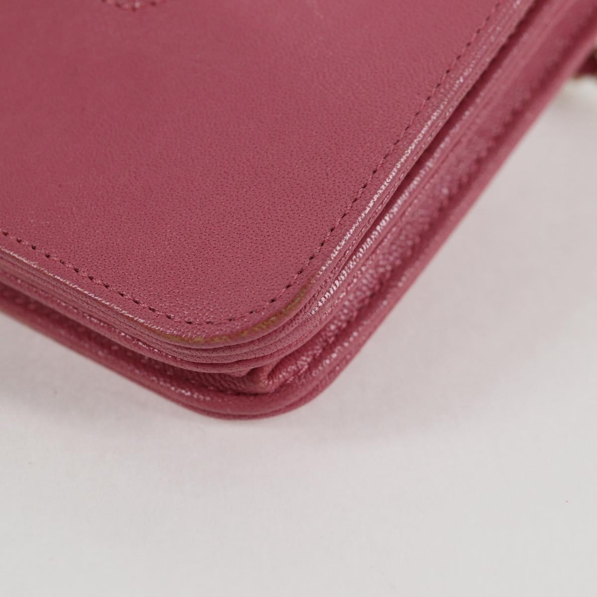 CHANEL Matelasse Chain Shoulder Bag Lamb Skin Pink Gold CC Auth 127625M