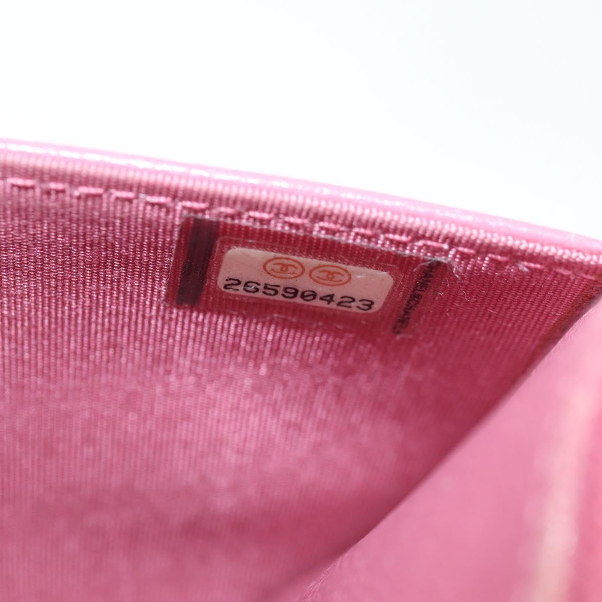 CHANEL Matelasse Chain Shoulder Bag Lamb Skin Pink Gold CC Auth 127625M