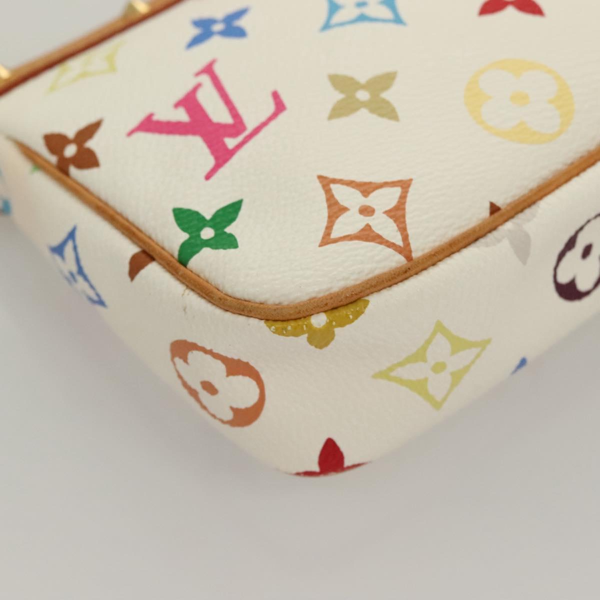 LOUIS VUITTON Multicolor Pochette Accessoires Pouch White M92649 LV Auth 127635V