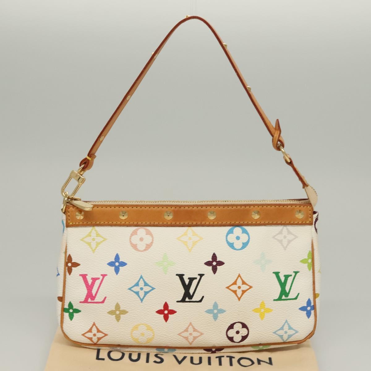 LOUIS VUITTON Multicolor Pochette Accessoires Pouch White M92649 LV Auth 127635V